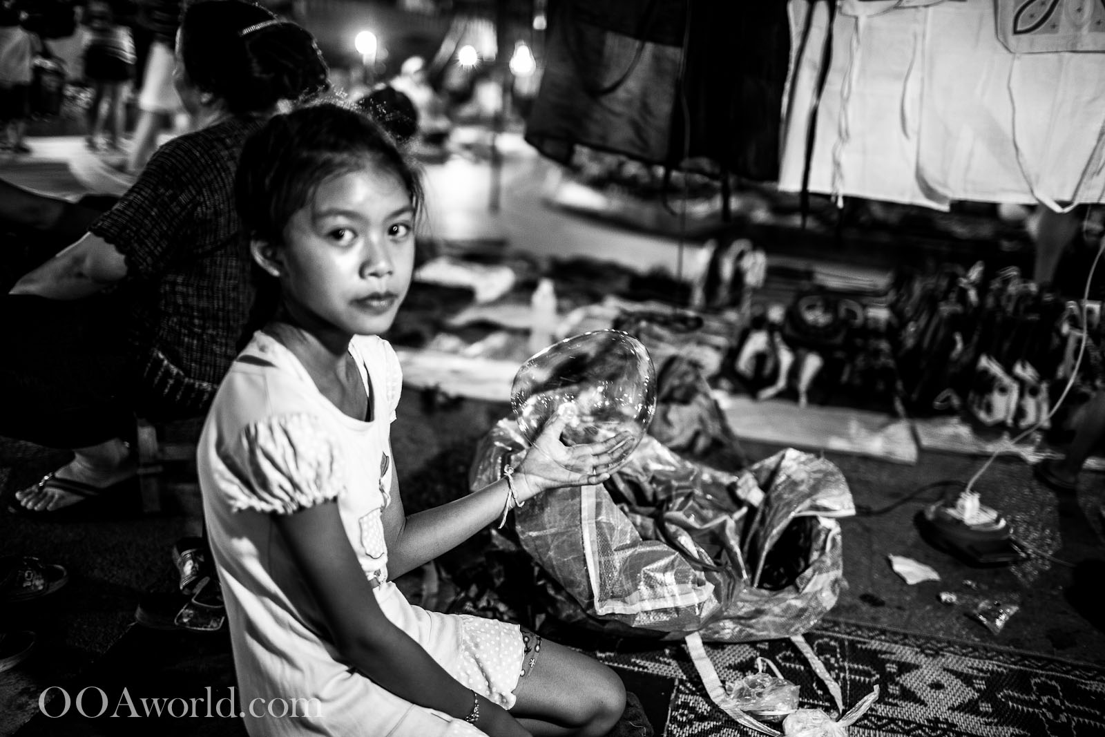 Girl with Bubble Luang Prabang Night Market in Laos Photo Ooaworld