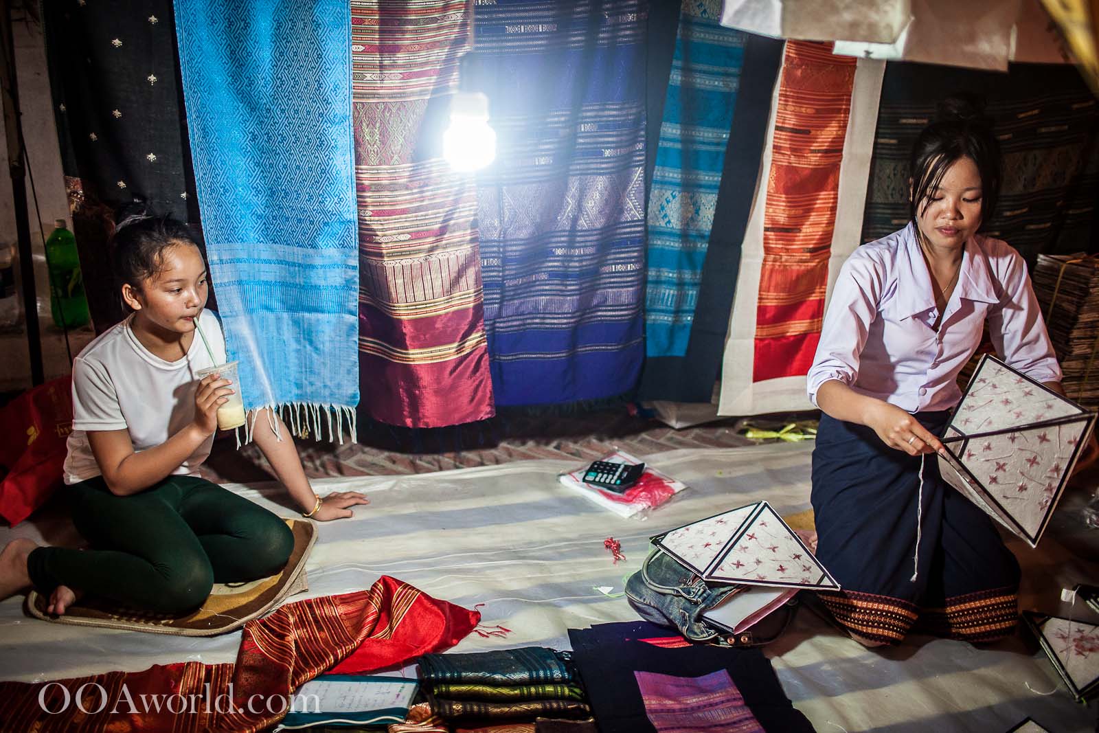 Women Waiting Luang Prabang Night Market Photo Ooaworld