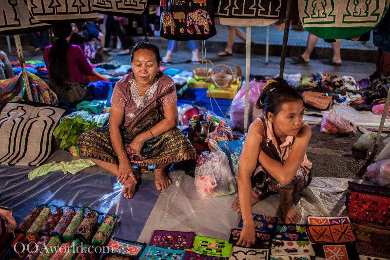 Saleswomen Waiting Luang Prabang Night Market Photo Ooaworld