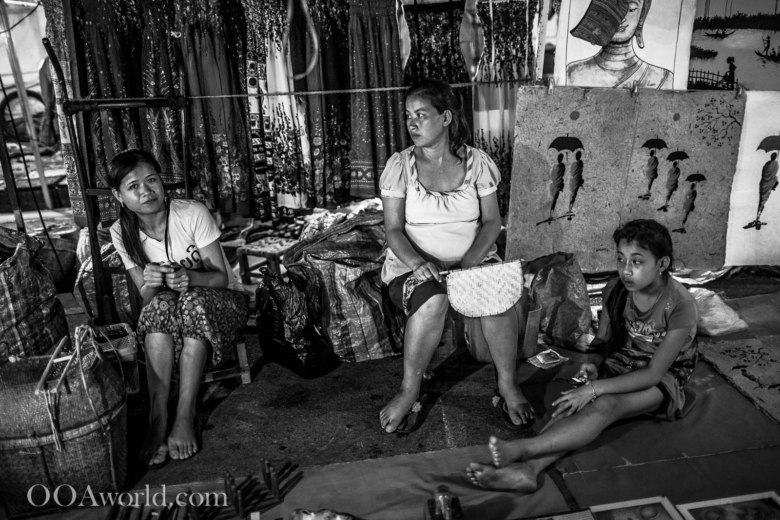 Luang Prabang Family Waiting at the Market Photo Ooaworld