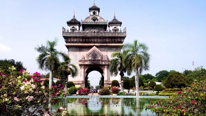 Patuxai Vientiane Laos Rolling Coconut Ooaworld Photo Ooaworld
