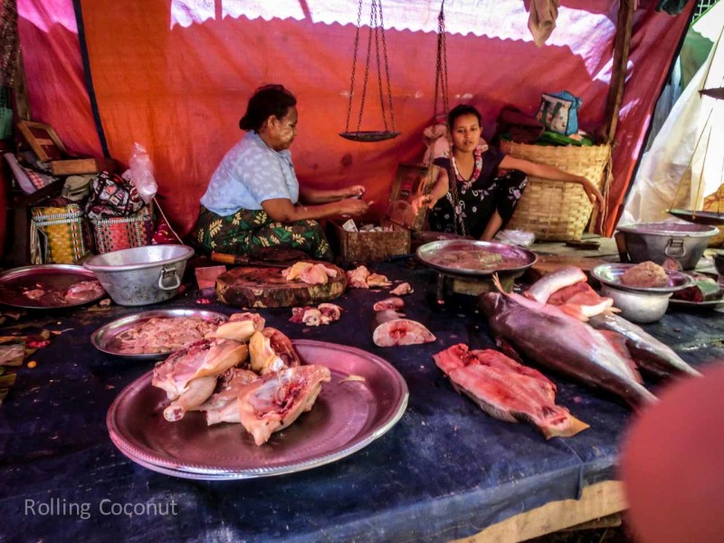 Fish Stand Market Inle Lake Myanmar ooaworld Rolling Coconut Photo Ooaworld