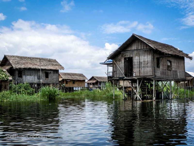 Houses on the Water, Inle Lake ooaworld Rolling Coconut Photo Ooaworld