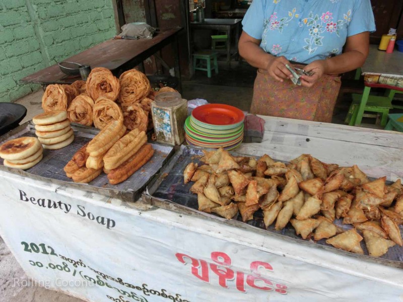 Local Snacks Food Inle Lake Myanmar ooaworld Rolling Coconut Photo Ooaworld