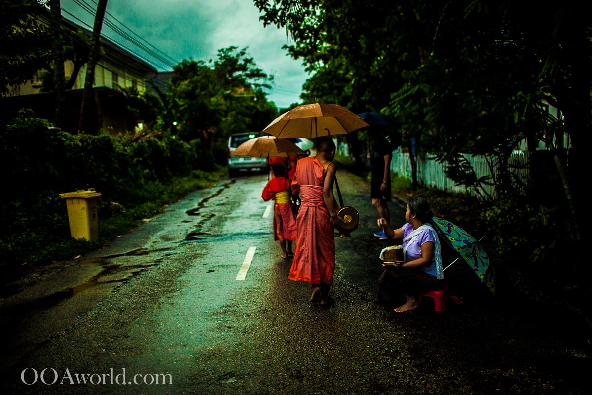 Feeding Monks Laos Video Alms Giving Tak Bat Monk Walk Luang Prabang Photo Ooaworld