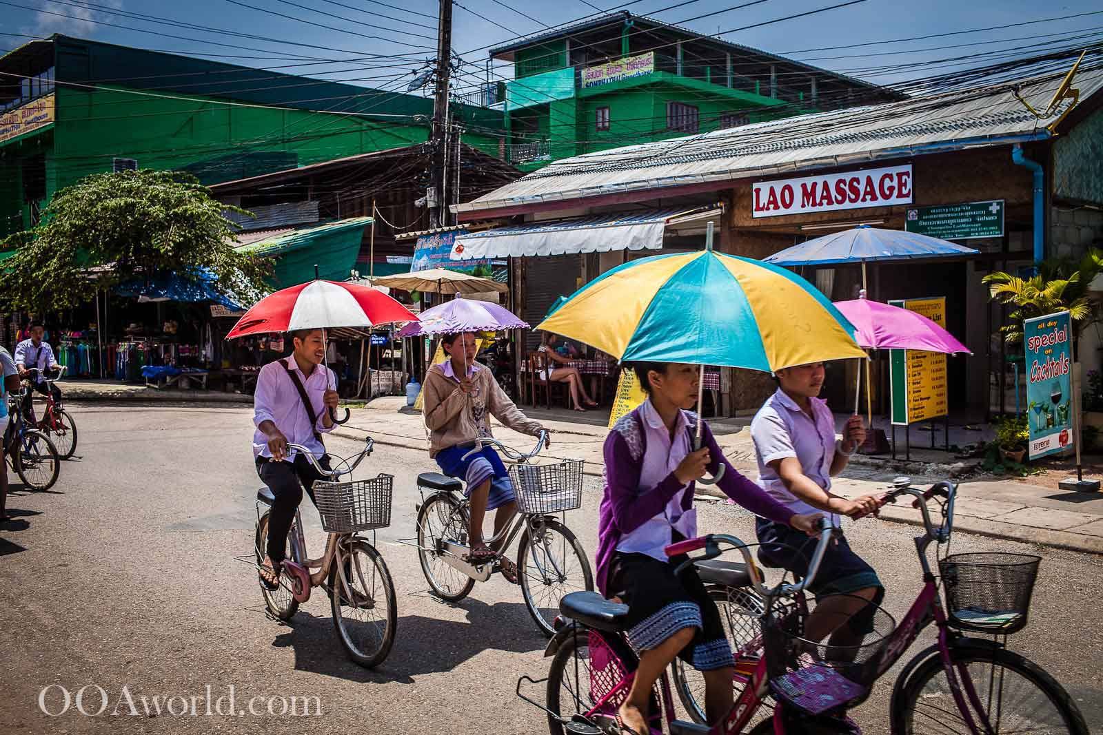 Vang Vieng Bicycle Umbrellas Photo Ooaworld