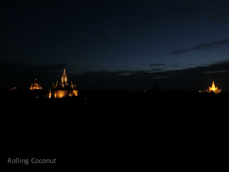Lights on Temples Night Bagan Myanmar Ooaworld Rolling Coconut Photo Ooaworld
