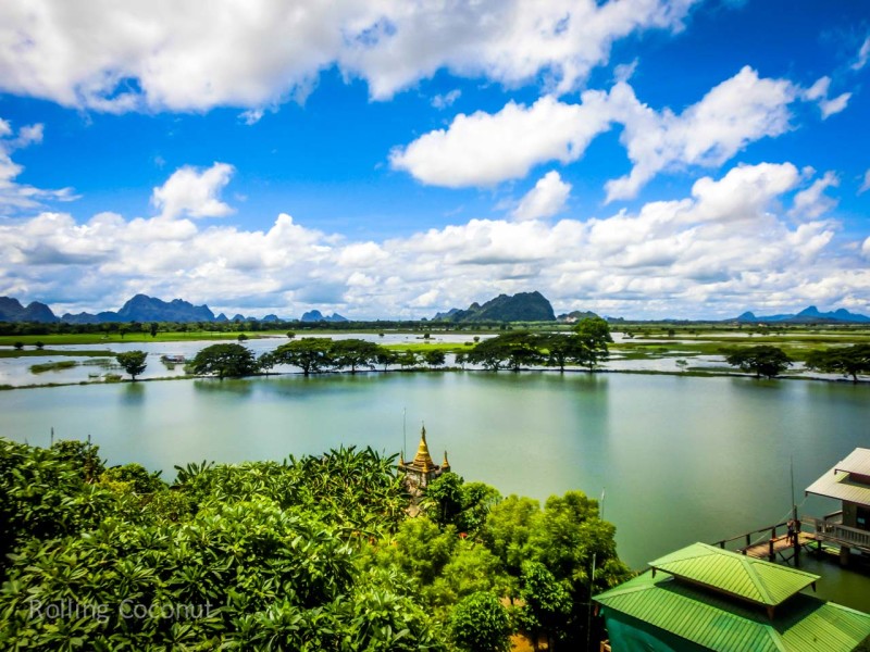 Landscape in Hpa An and Karst Mountains Myanmar ooaworld Rolling Coconut Photo Ooaworld