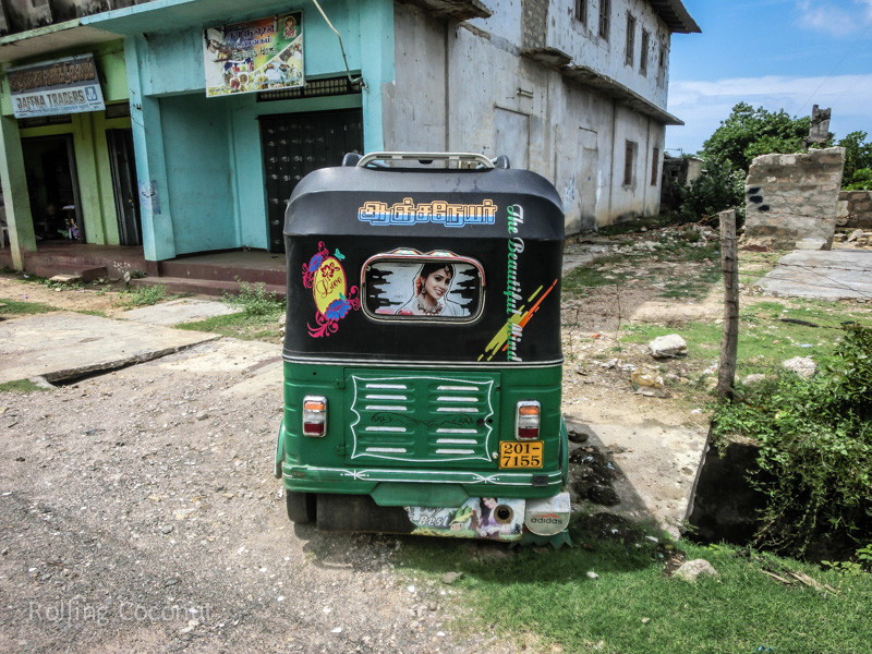 Tuk Tuks with custom designs in Jaffna Sri Lanka ooaworld Rolling Coconut Photo Ooaworld