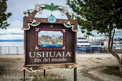 Ushuaia Argentina Fin Del Mundo Sign ooaworld Rolling Coconut Photo Ooaworld