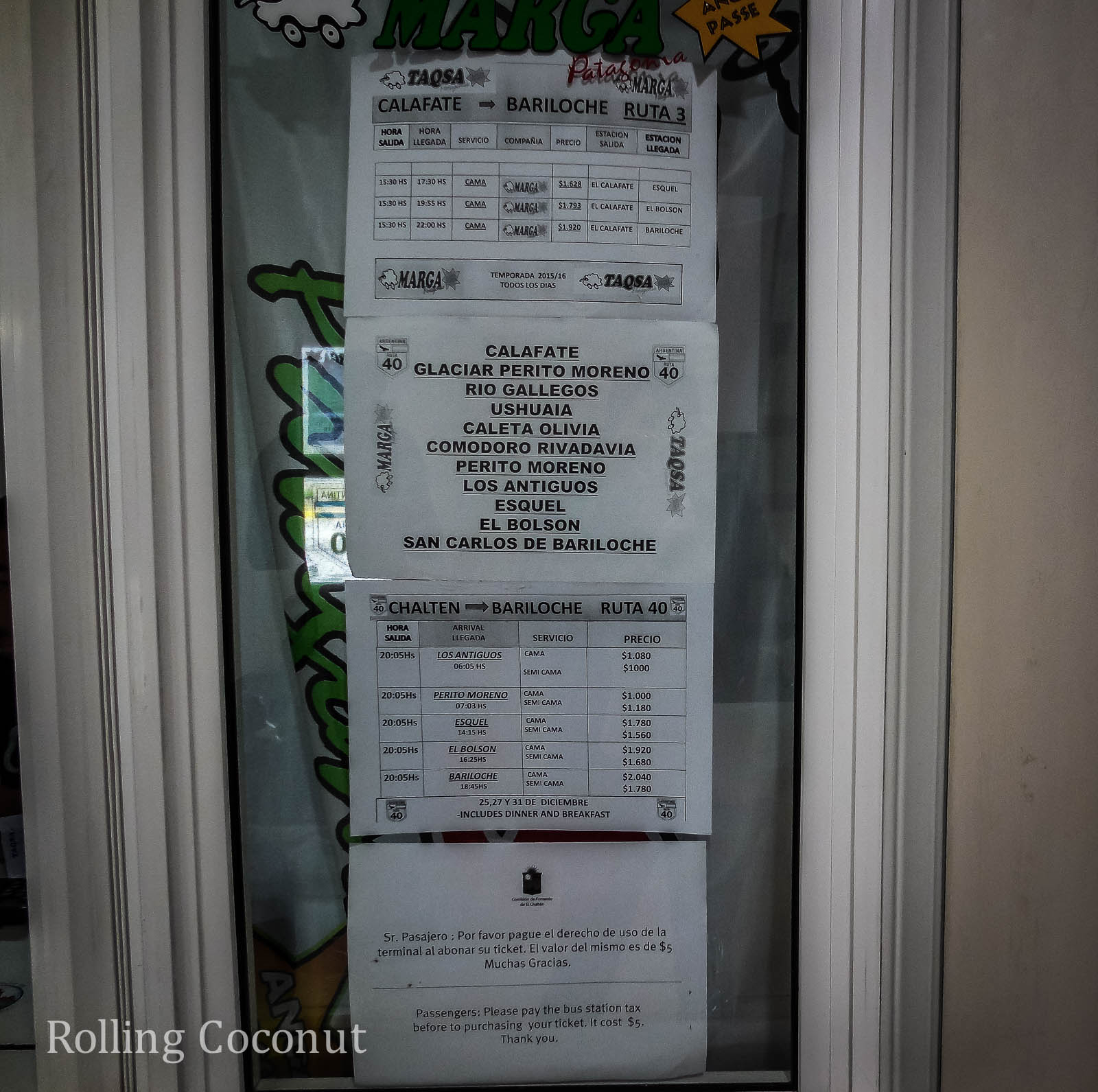 El Chalten Argentina Patagonia Bus Schedule ooaworld Rolling Coconut Photo Ooaworld