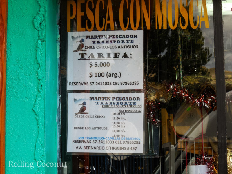 puerto Rio Tranquilo Chile Chico Purchase tickets at Martin Pescador Prices Rolling Coconut OOAworld Photo Ooaworld