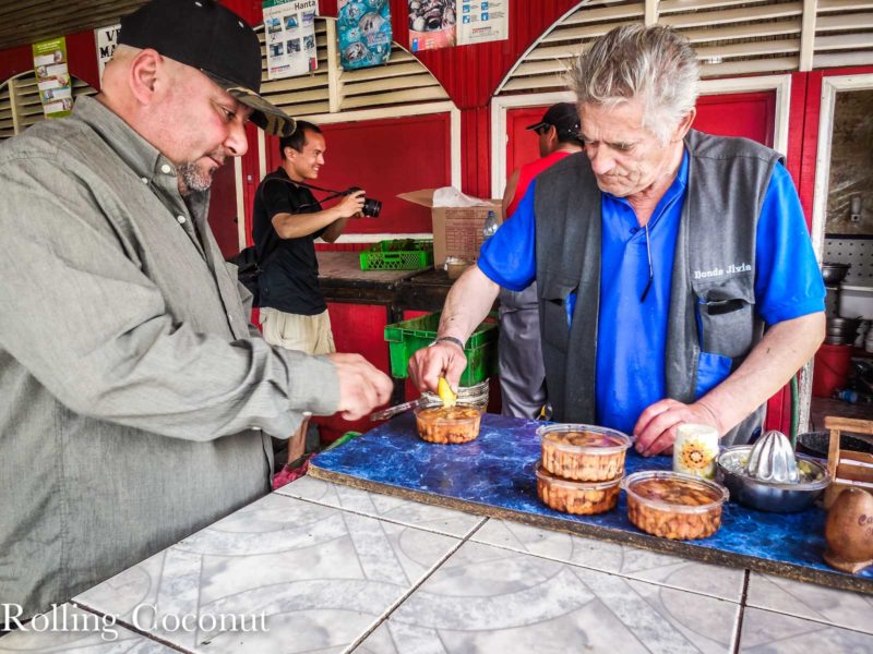 Chile Chiloe Sea Urchin Ceviche at Fish Market by the Pier Rolling Coconut OOAworld Photo Ooaworld