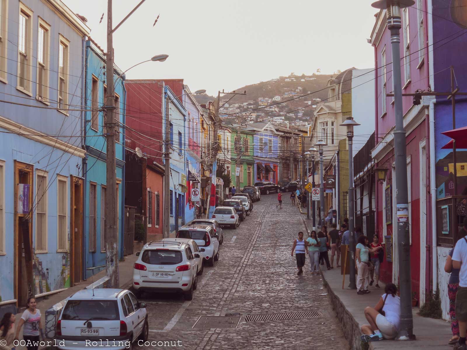 Hilly streets in Valparaiso, Chile - OOAworld Rolling Coconut Photo