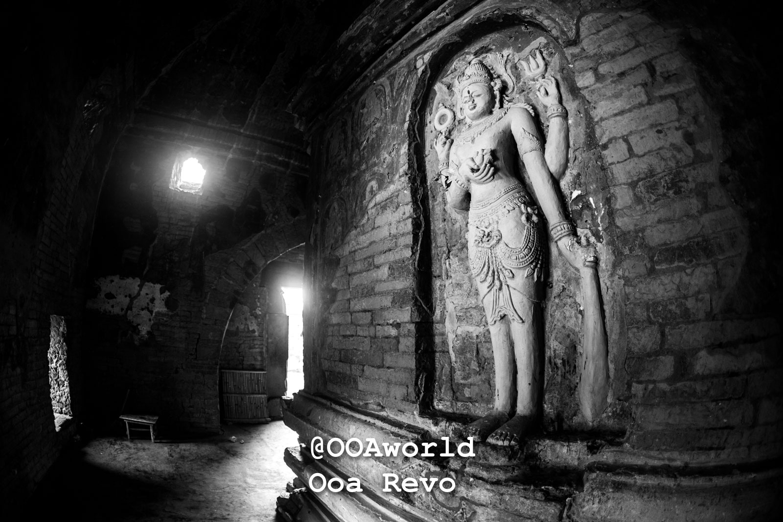 Bagan Landscapes Part I Bagan ancient stone carving inside temple black and white Photo OOAworld