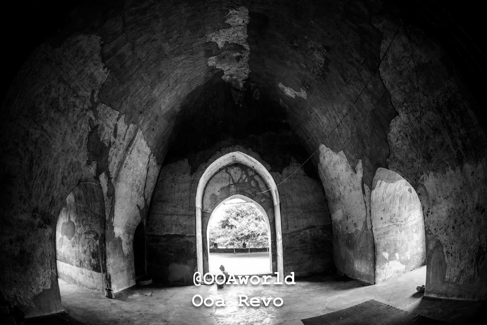 Bagan Landscapes Part I Bagan ancient stone archway interior black and white Photo OOAworld