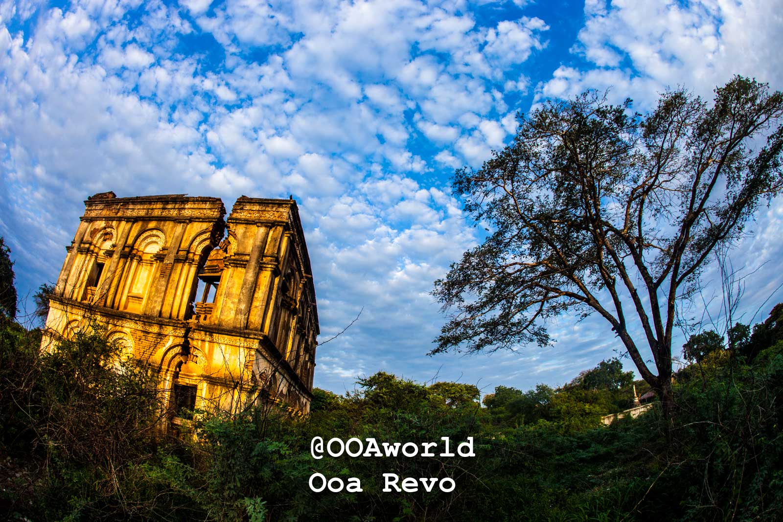 Bagan LandscapesPart II Bagan ancient stone ruins and tree under blue sky Photo OOAworld