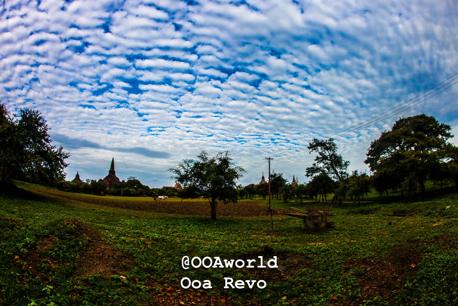 Bagan LandscapesPart II Bagan rural landscape with pagodas under cloudy sky Photo OOAworld