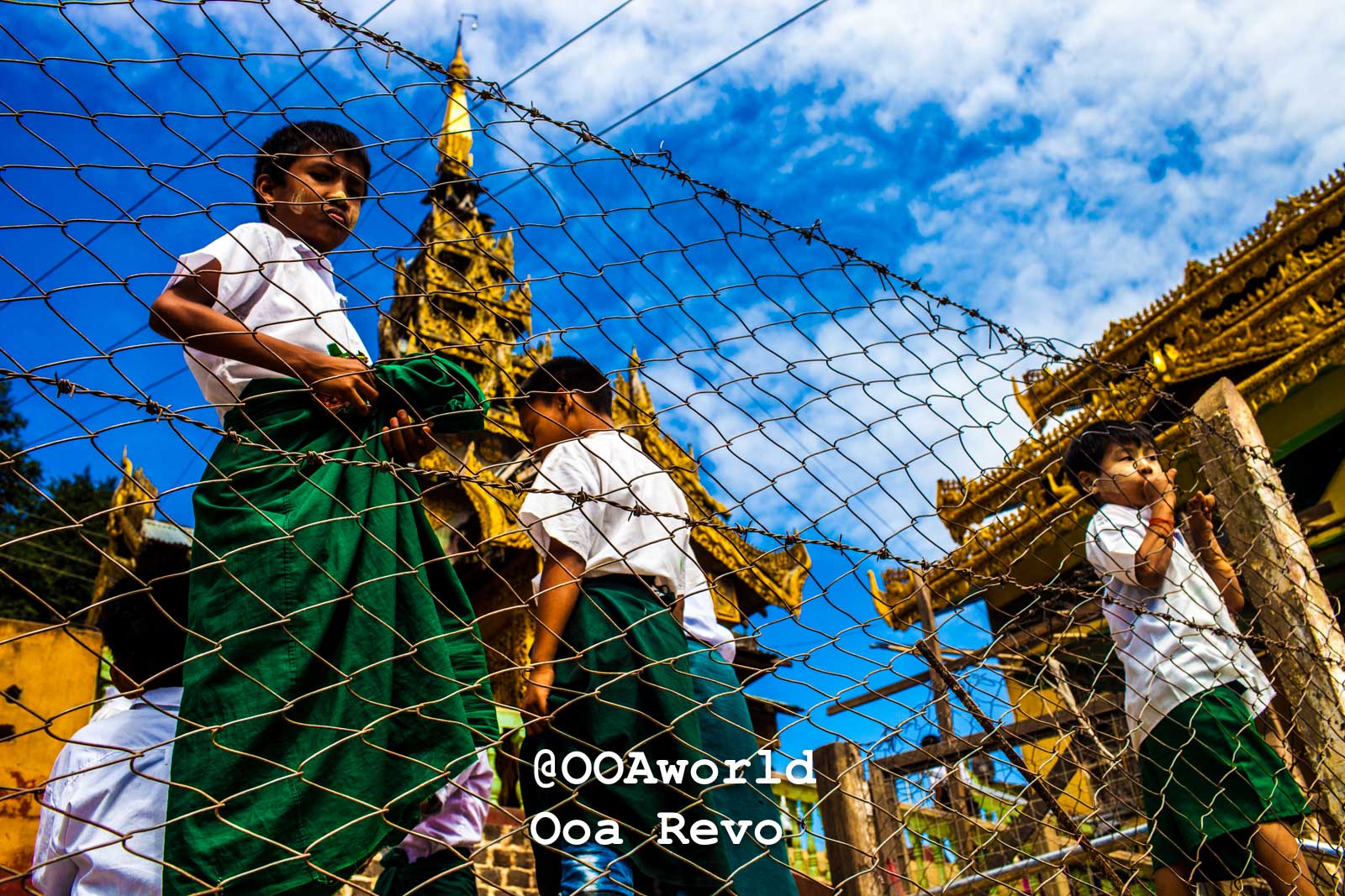 Bagan People Part I Bagan Boys playing near golden pagoda Myanmar Photo OOAworld