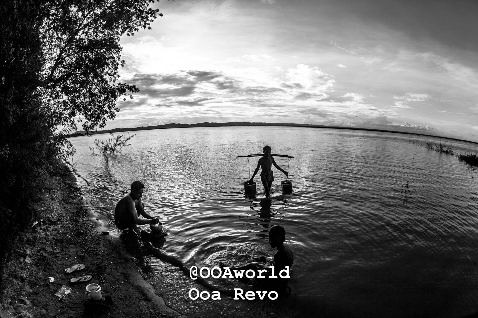 Bagan People Part II Bagan silhouette of people collecting water from river at sunset Photo OOAworld