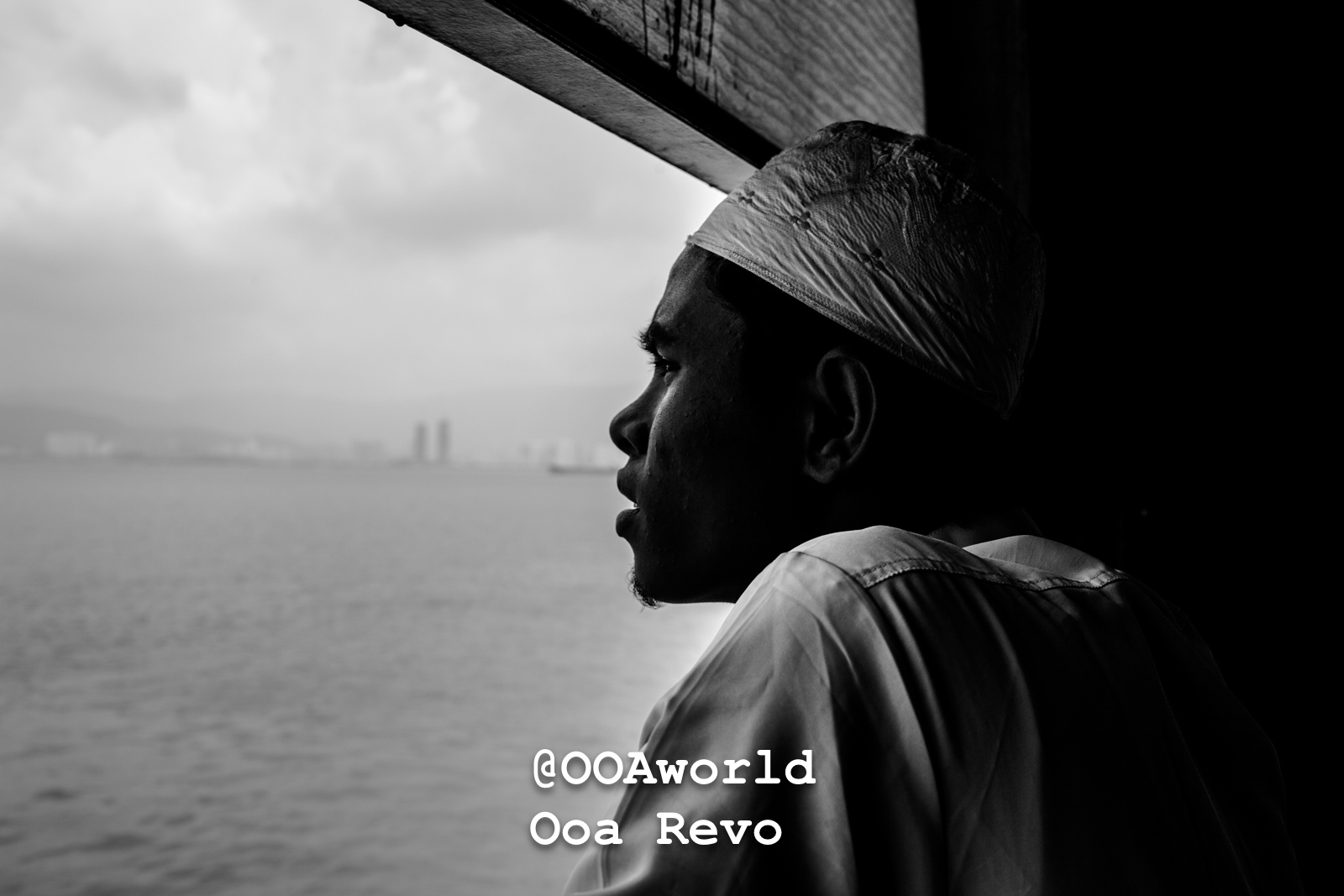 Georgetown Portraits Georgetown black and white portrait of man on ferry Photo OOAworld