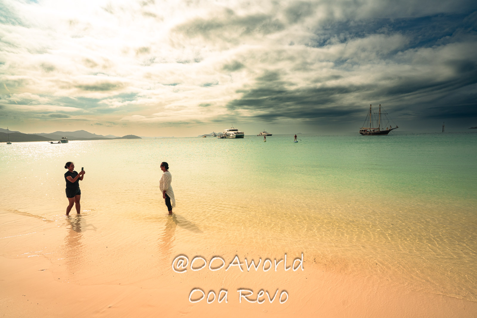 Airlie Beach Whitsundays Australia beach photography with boats and cloudy sky Photo OOAworld