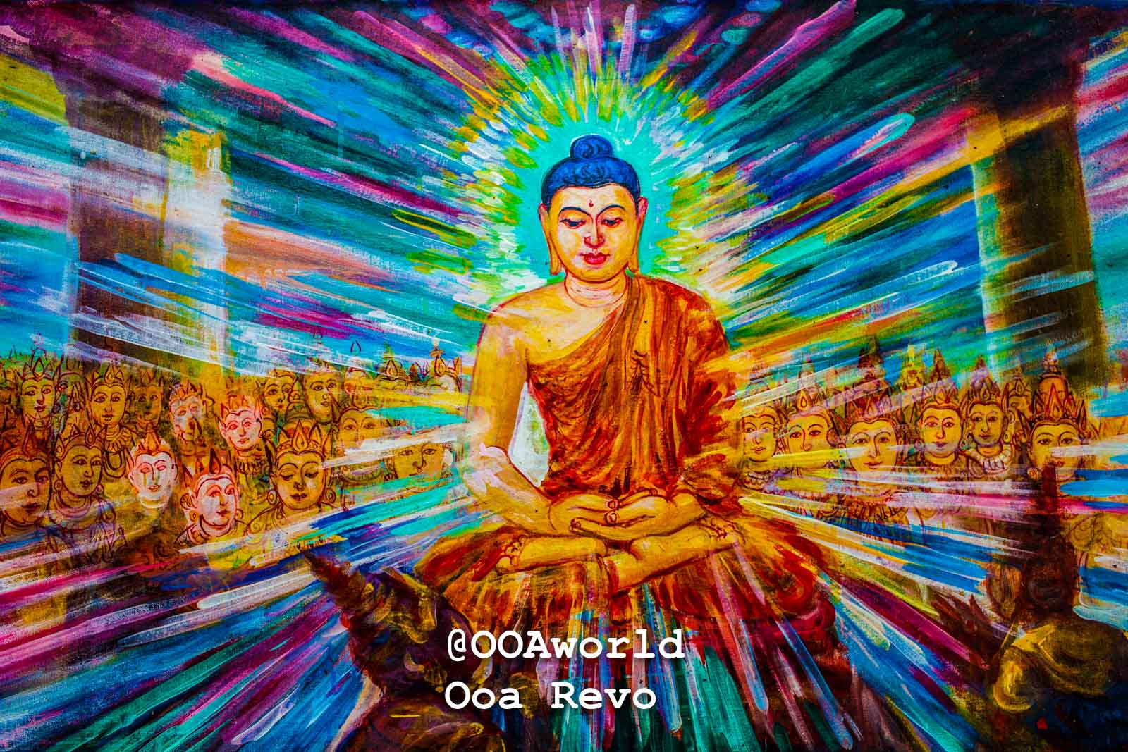 Amapura Myanmar vibrant buddhist mural enlightenment art Photo OOAworld Amapura Myanmar vibrant buddhist mural enlightenment art Photo OOAworld