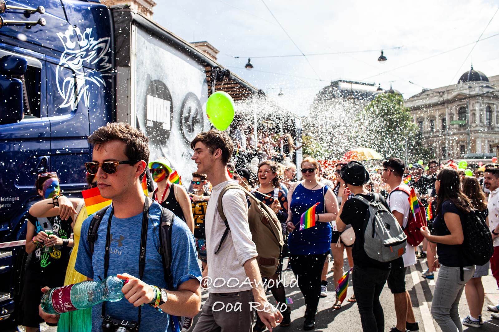 Vienna Gay Pride Austria colorful pride parade with crowd and confetti Photo OOAworld