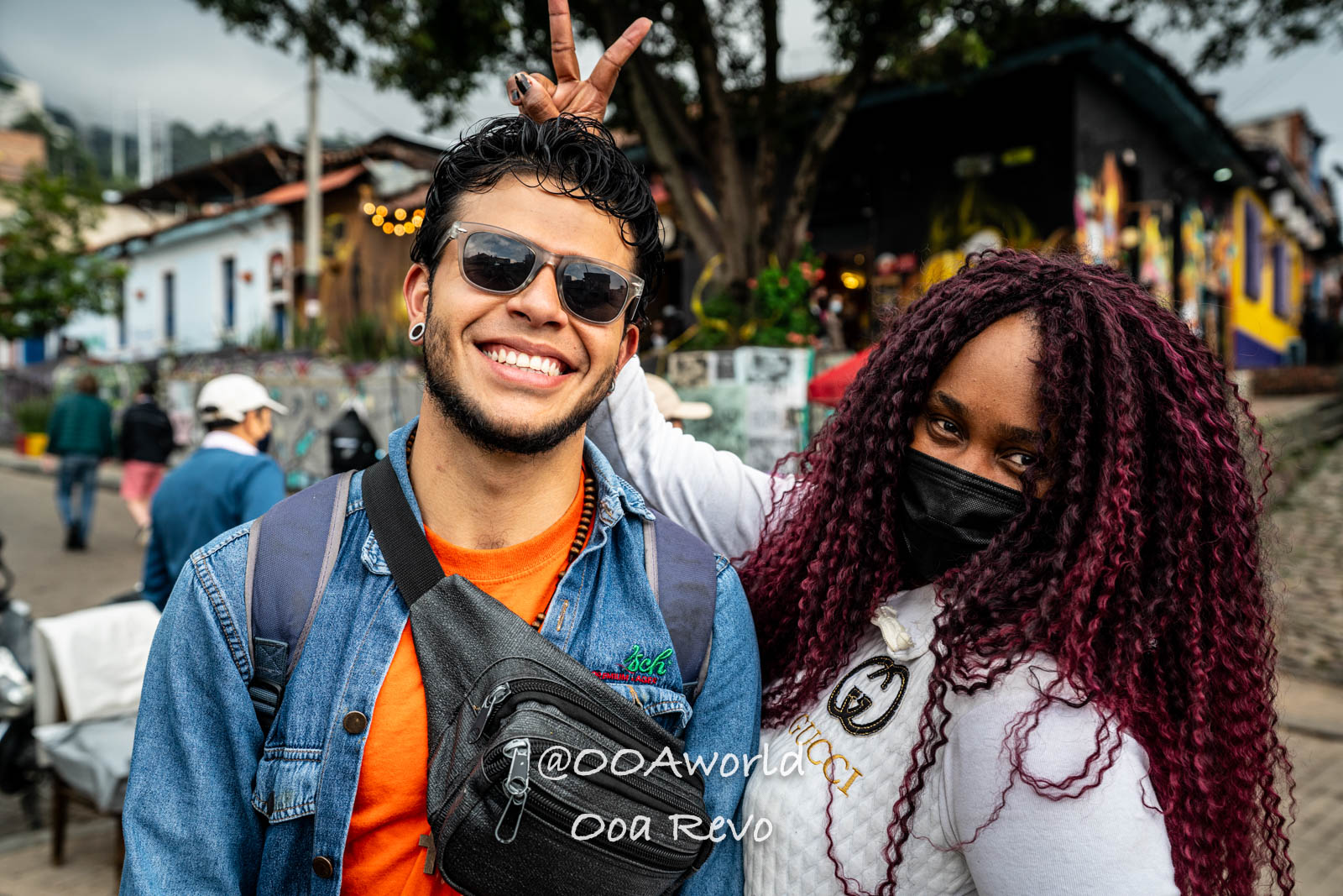 La Candelaria Bogota smiling friends in urban street setting Photo OOAworld