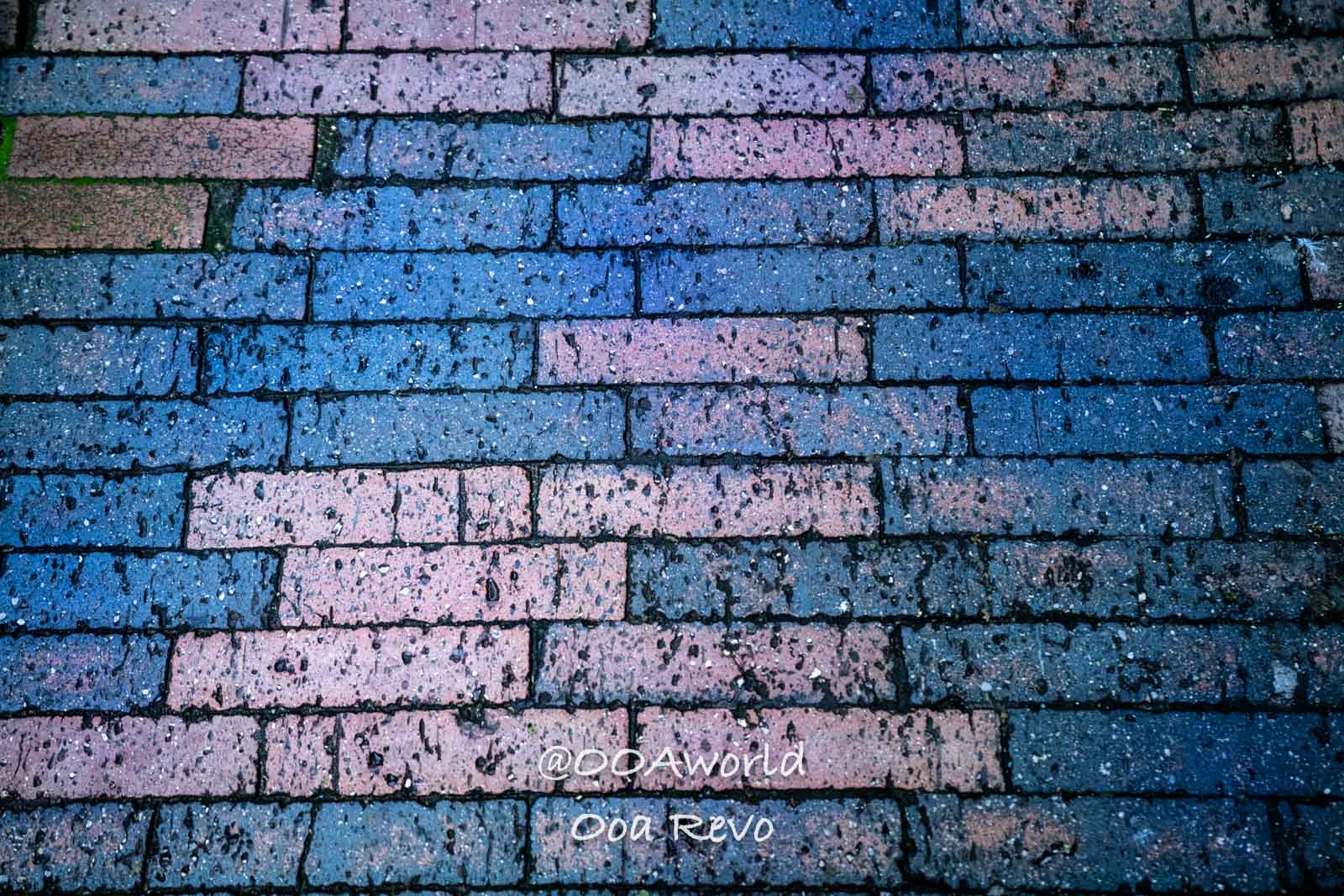La Candelaria Bogota colorful wet brick pavement texture urban Photo OOAworld