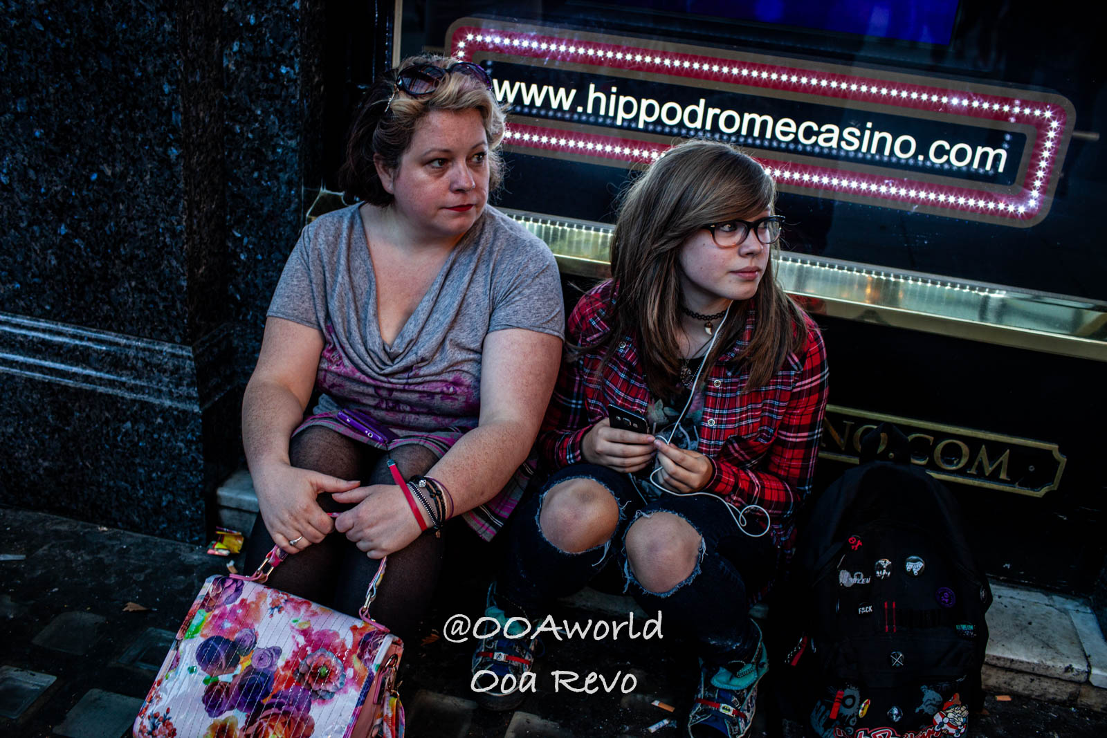 Covent Garden Central London London family street scene outside casino Photo OOAworld Covent Garden Central London London mother and daughter sitting outside casino Photo OOAworld