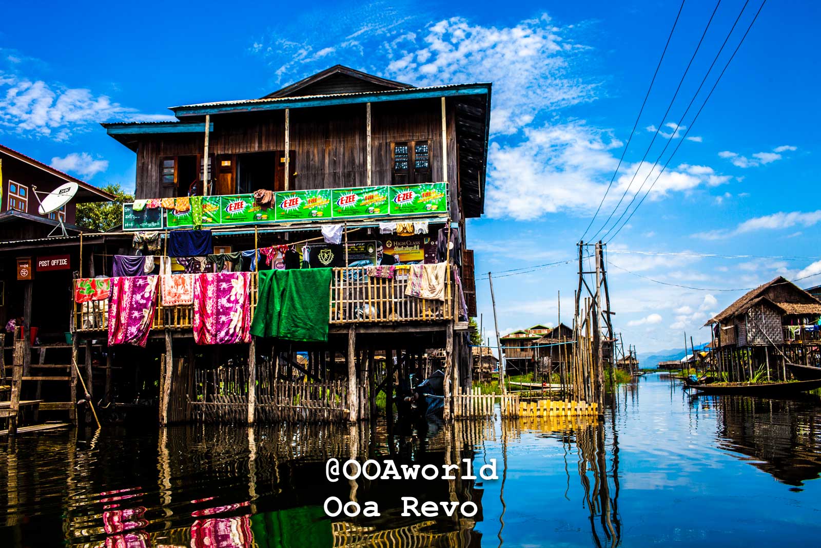 Wooden stilt house in Inle Lake Myanmar Photo OOAworld