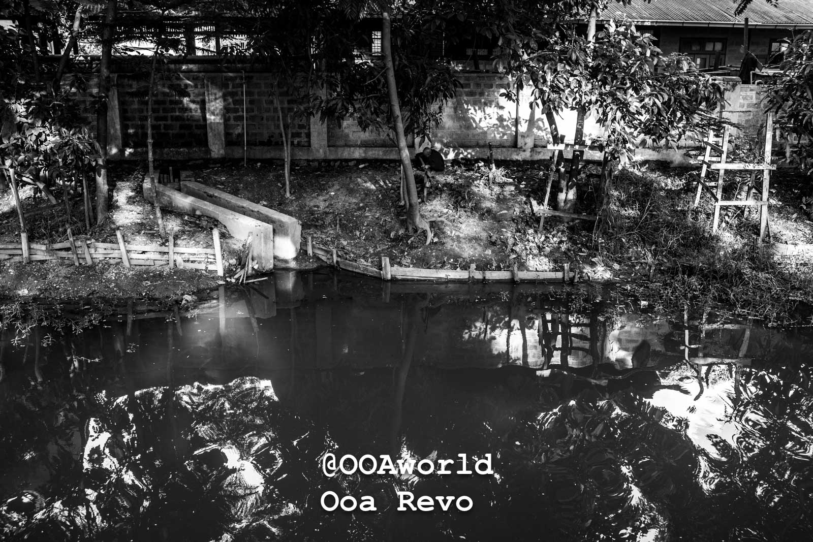 Inle Lake People and Landscape Inle Lake reflective pond urban park black and white Photo OOAworld