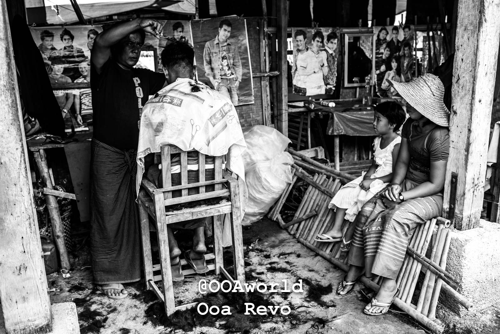 Inle Lake People and Landscape Inle Lake local barbershop black and white Photo OOAworld