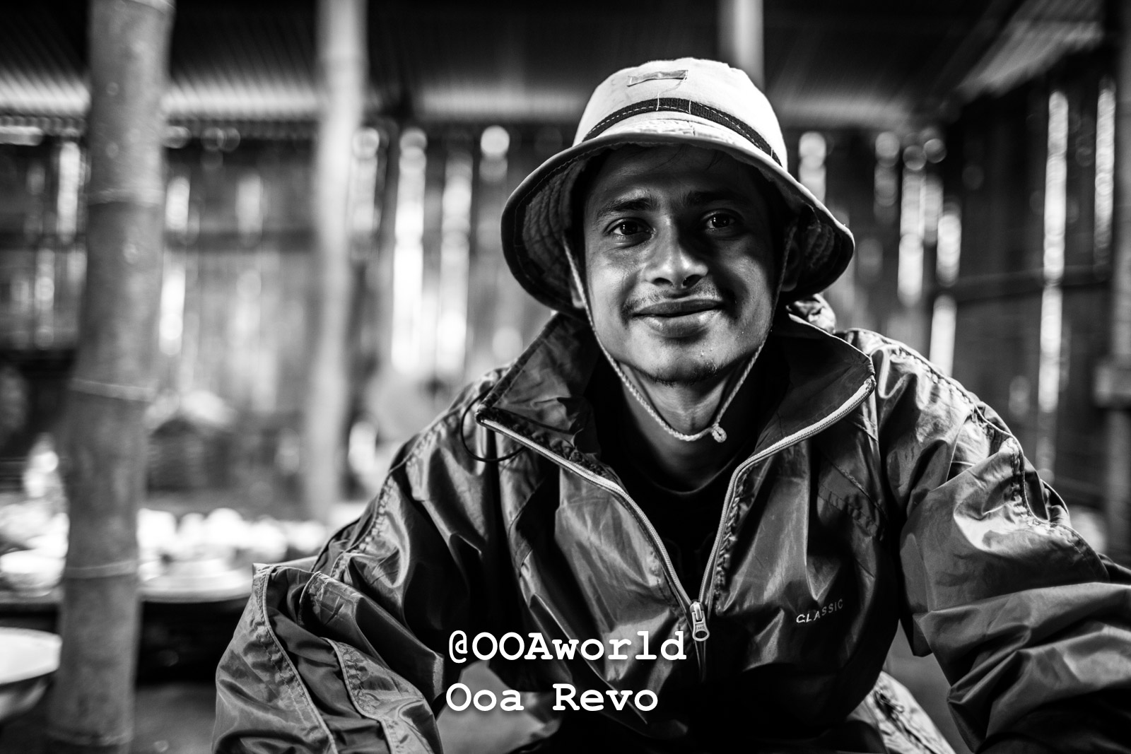 Kalaw Portraits Kalaw Htee Thein black and white portrait of smiling man in hat and jacket Photo OOAworld