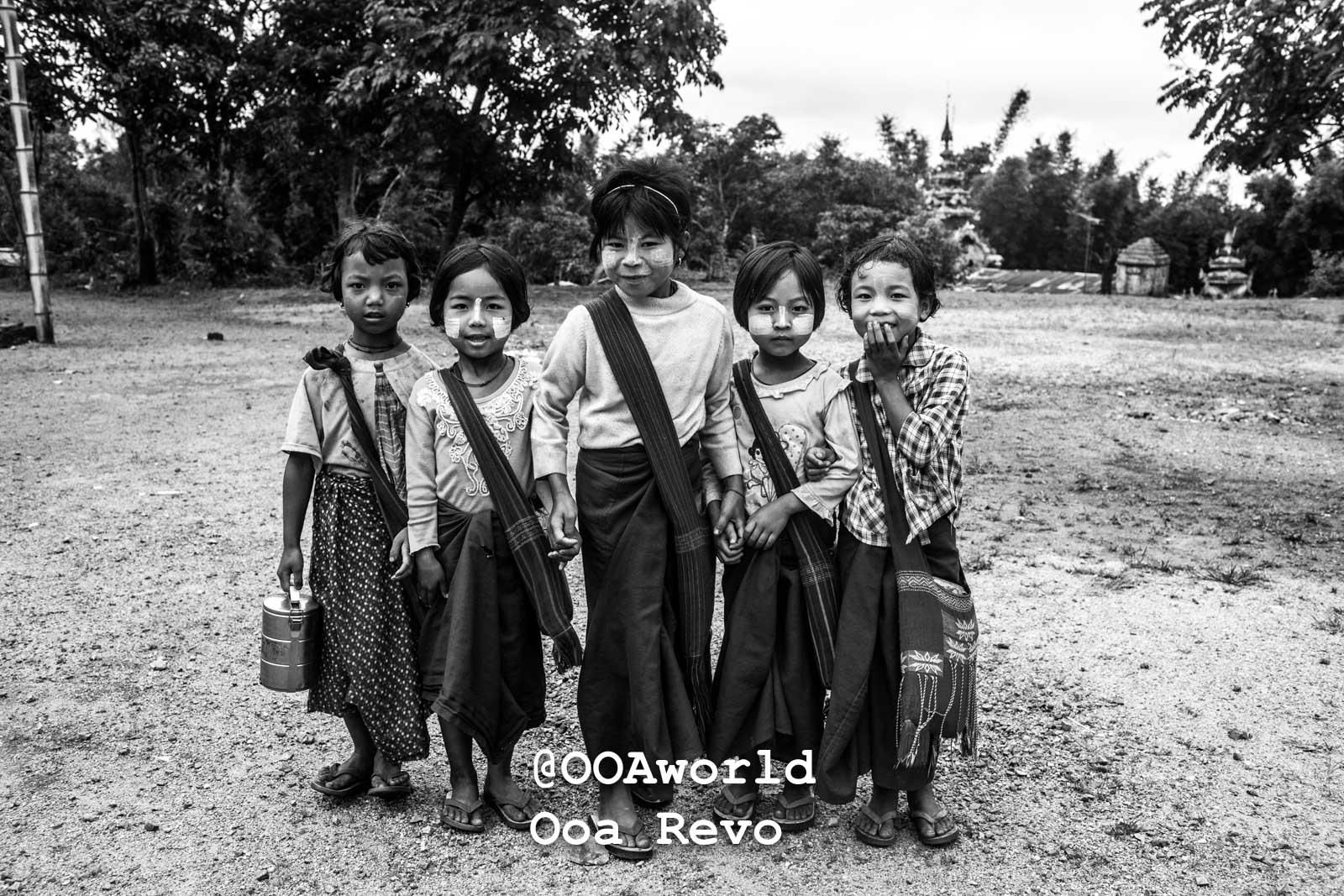 Kalaw Portraits Kalaw Htee Thein children in traditional dress Myanmar black and white Photo OOAworld