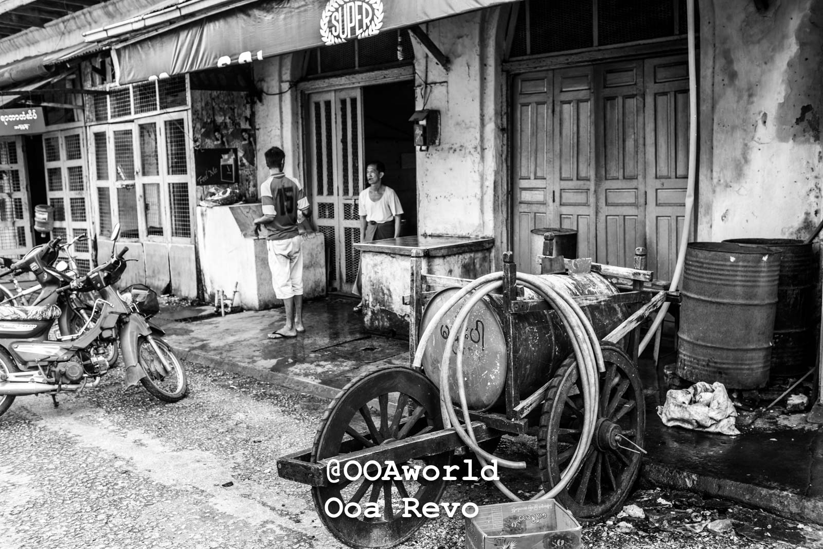 Mawlamyine Myanmar black and white street scene Southeast Asia Photo OOAworld