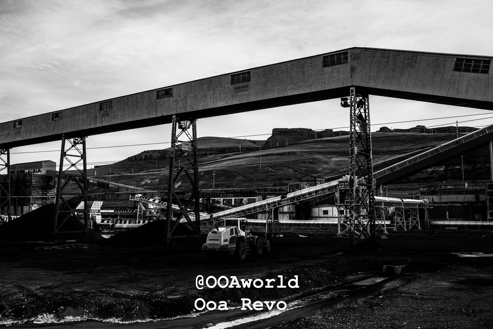 Puerto Natales Post Trek Torres Del Paine Trek industrial landscape black and white Photo OOAworld