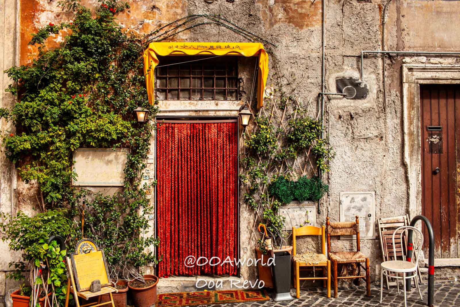 Rome Jewish Quarter Rome Rustic Italian Doorway with Red Curtain Photo OOAworld Rome Jewish Quarter Rome rustic Italian doorway with red curtain Photo OOAworld