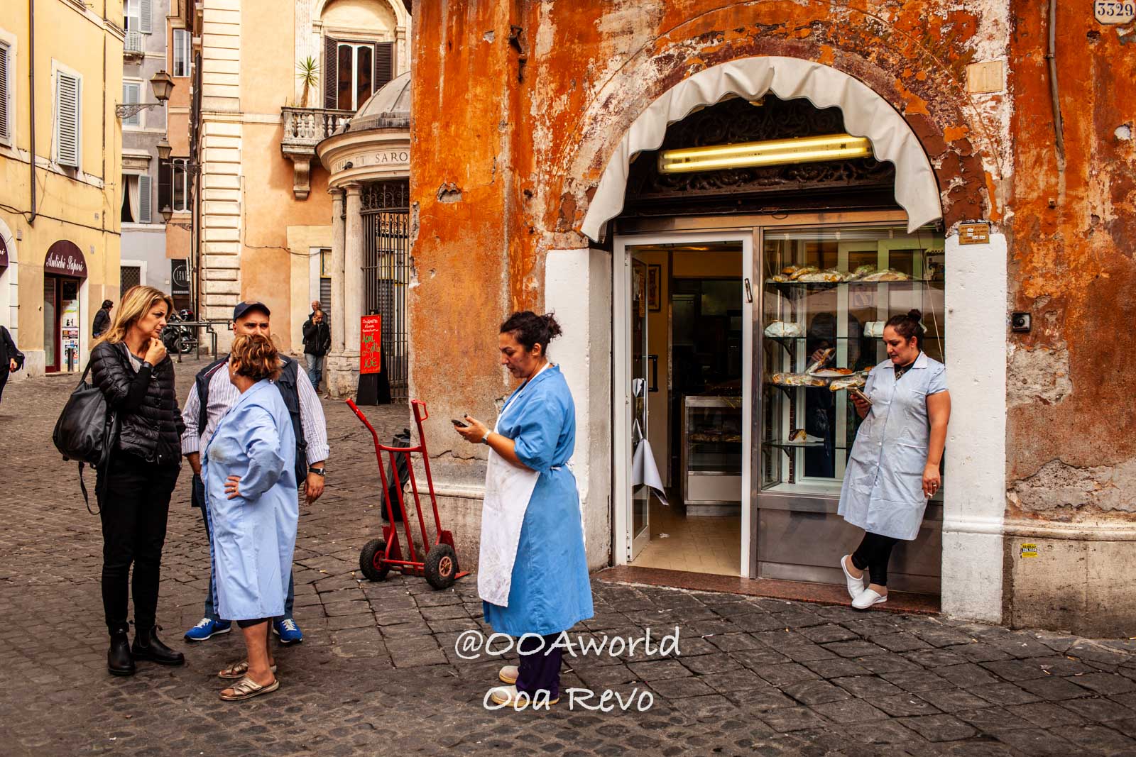 Rome Jewish Quarter Rome Street Scene Italy Bakery Photo OOAworld Rome Jewish Quarter Rome street scene with people near bakery in Italy Photo OOAworld