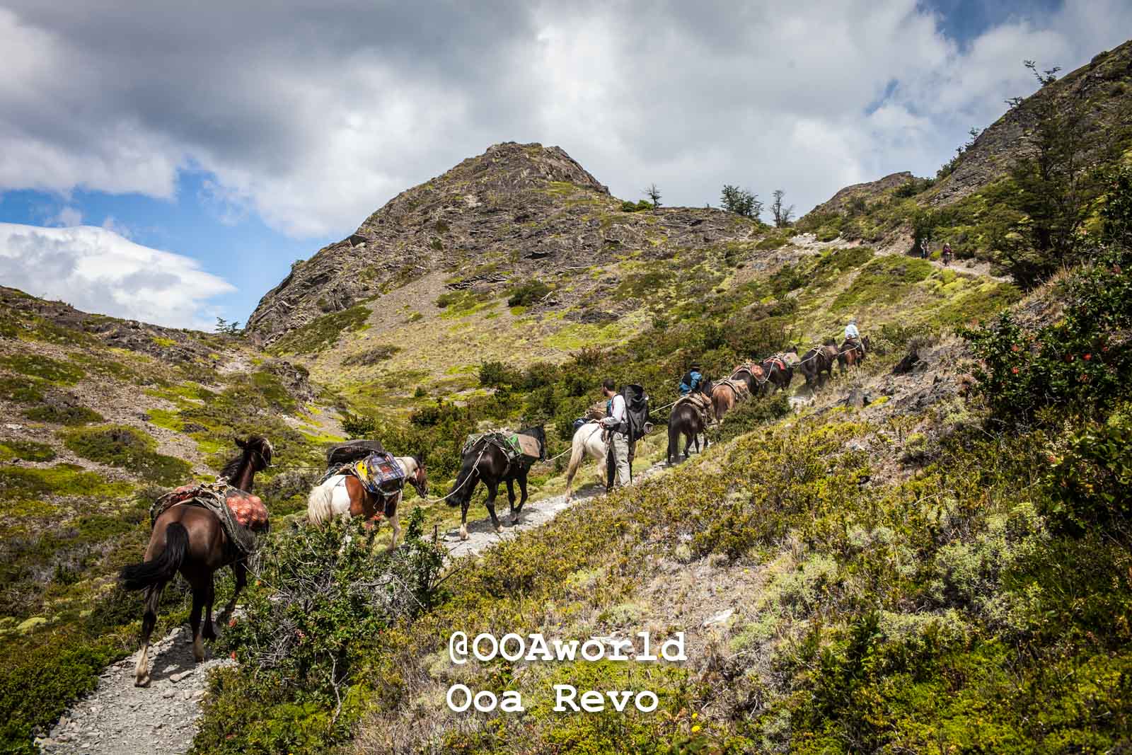 Torres Del Paine Day 3 Torres Del Paine Trek Trail riding in mountainous landscape Photo OOAworld