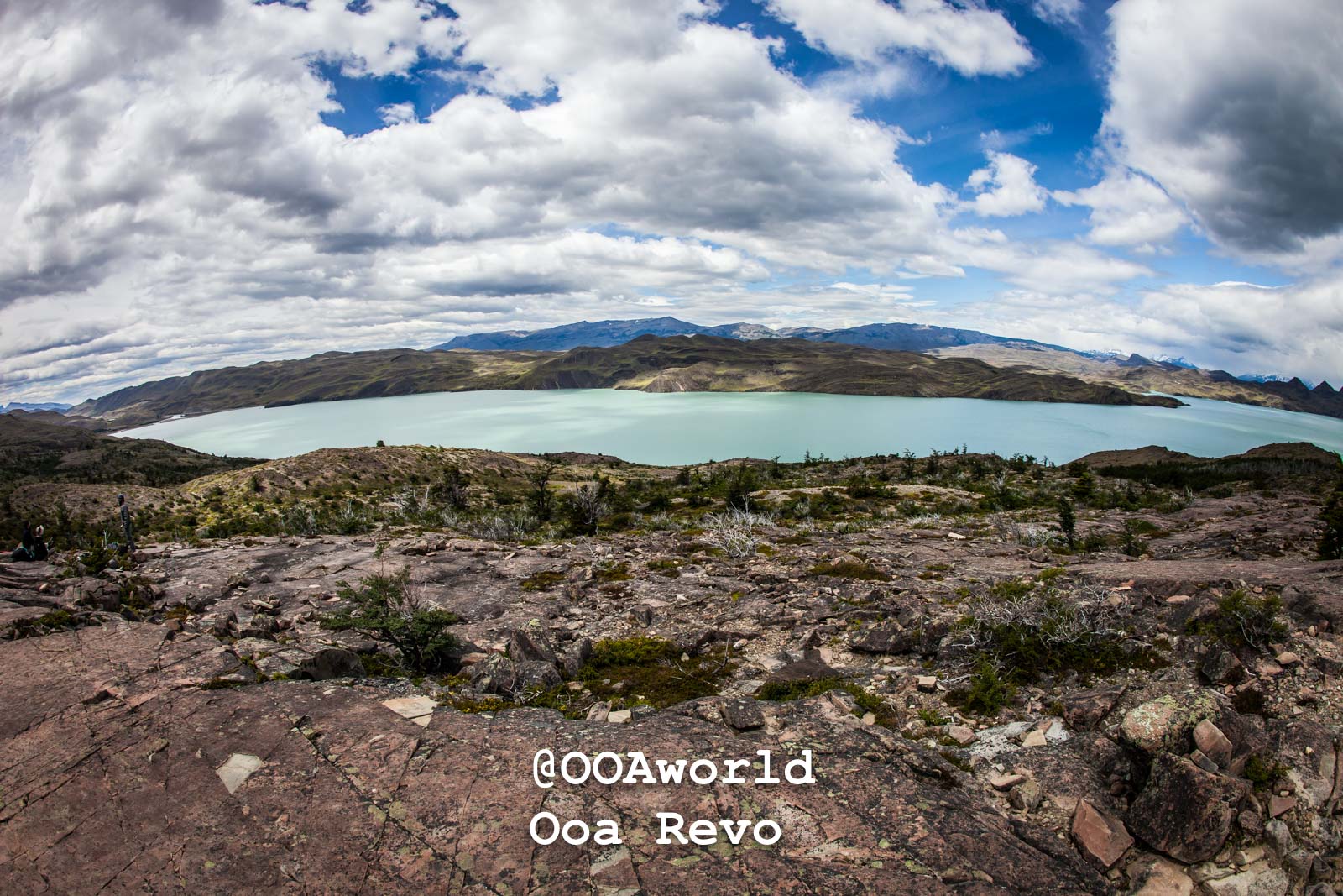 Torres Del Paine Day 3 Torres Del Paine Trek panoramic view of Torres del Paine National Park with turquoise lake and mountain range Photo OOAworld
