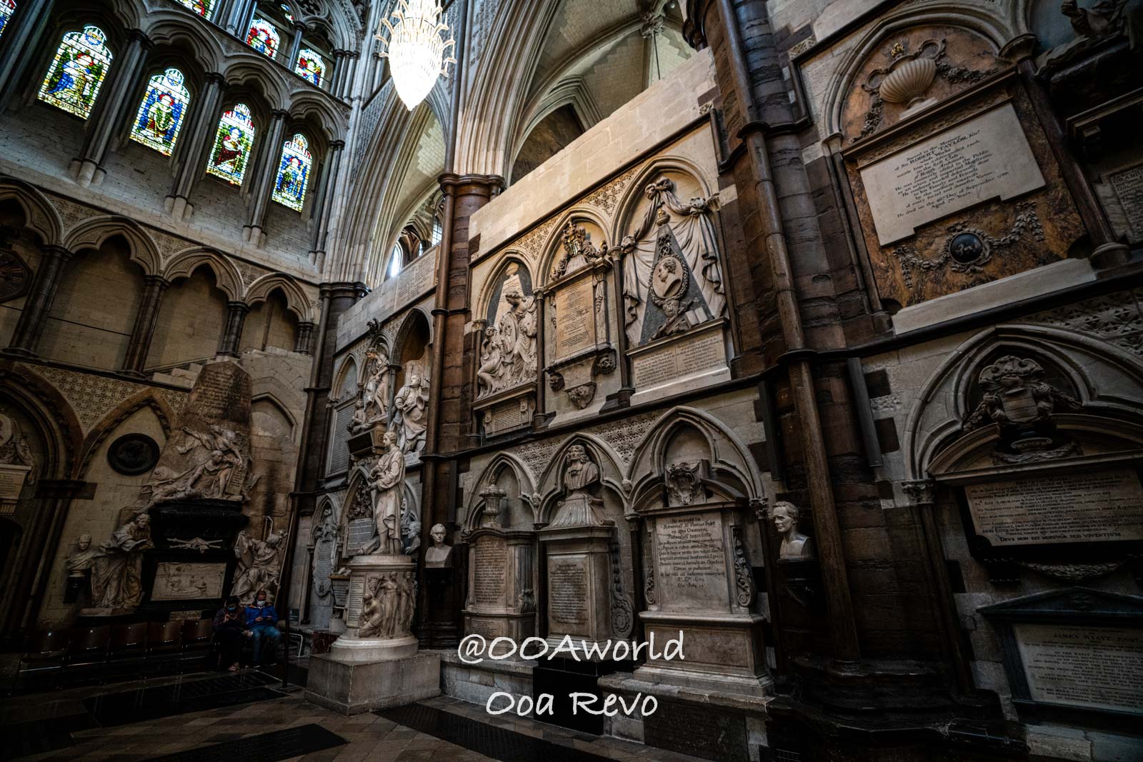 Westminster Abbey London gothic cathedral interior stone memorials stained glass windows Photo OOAworld