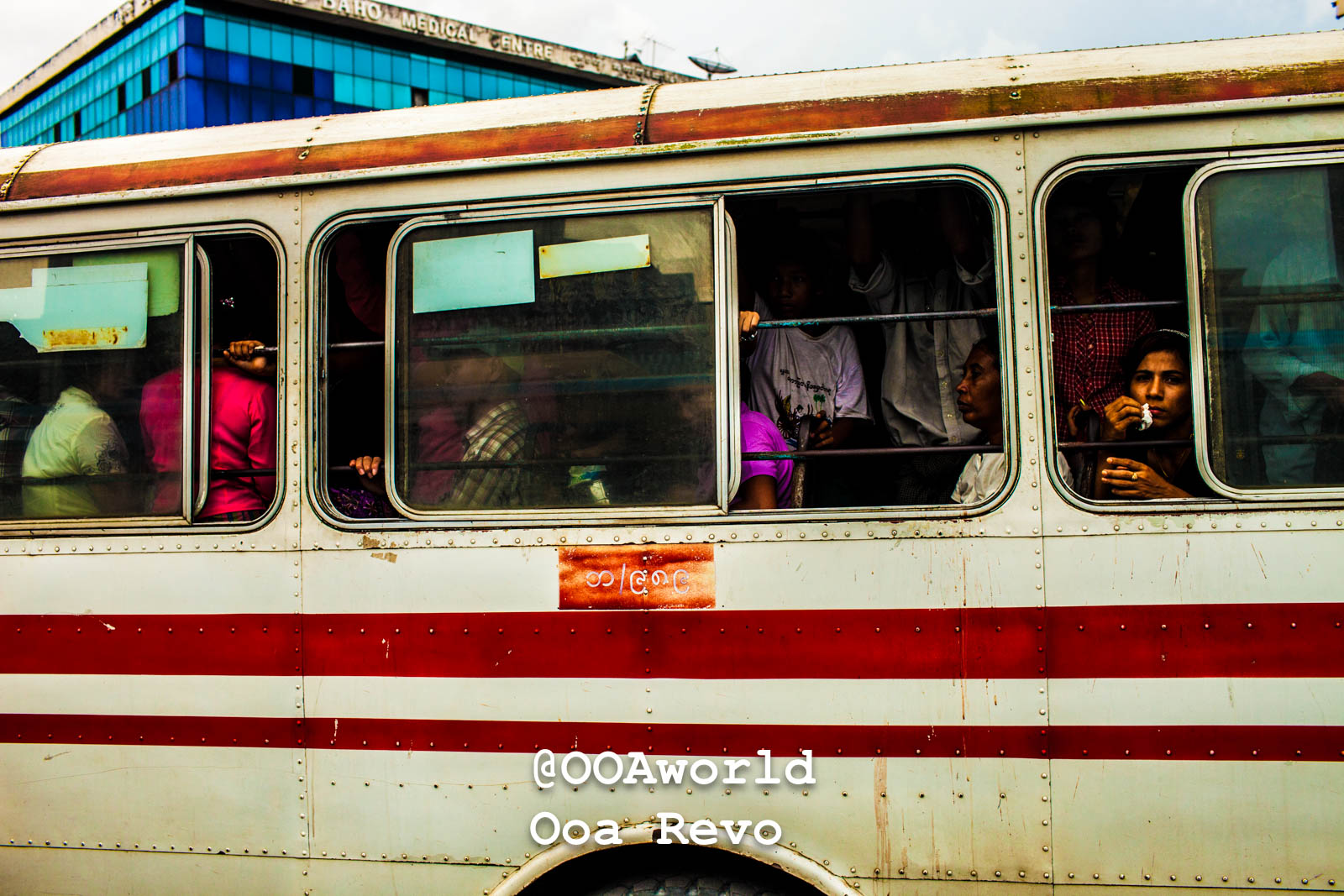 Yangon People and Streets Yangon crowded bus urban scene Myanmar Photo OOAworld