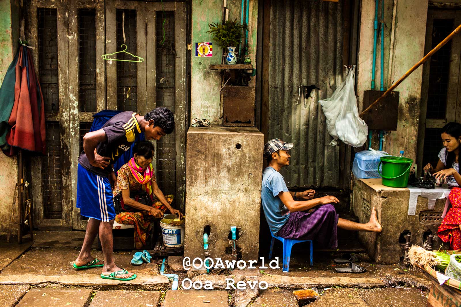 Yangon People and Streets Yangon street life urban scene Rangoon Myanmar Photo OOAworld