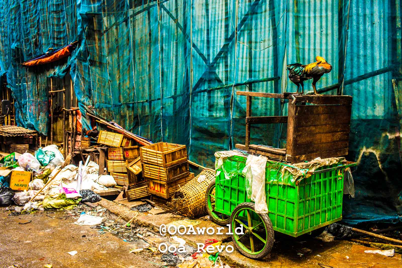 Yangon Streets and Textures Yangon urban street scene with rooster on cart Photo OOAworld Yangon Streets and Textures Yangon urban street scene with rooster on cart Photo OOAworld