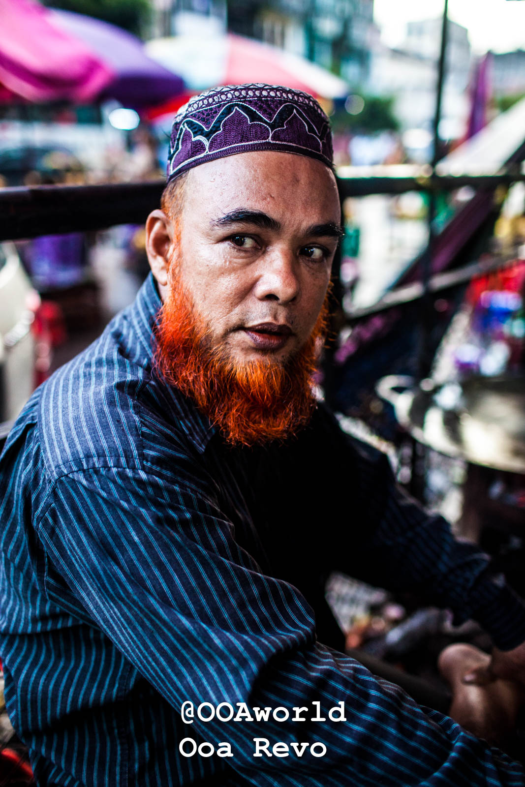 Yangon Streets and Textures Yangon Man with red beard and traditional cap street portrait Photo OOAworld Yangon Streets and Textures Yangon Man with red beard and traditional cap street portrait Photo OOAworld