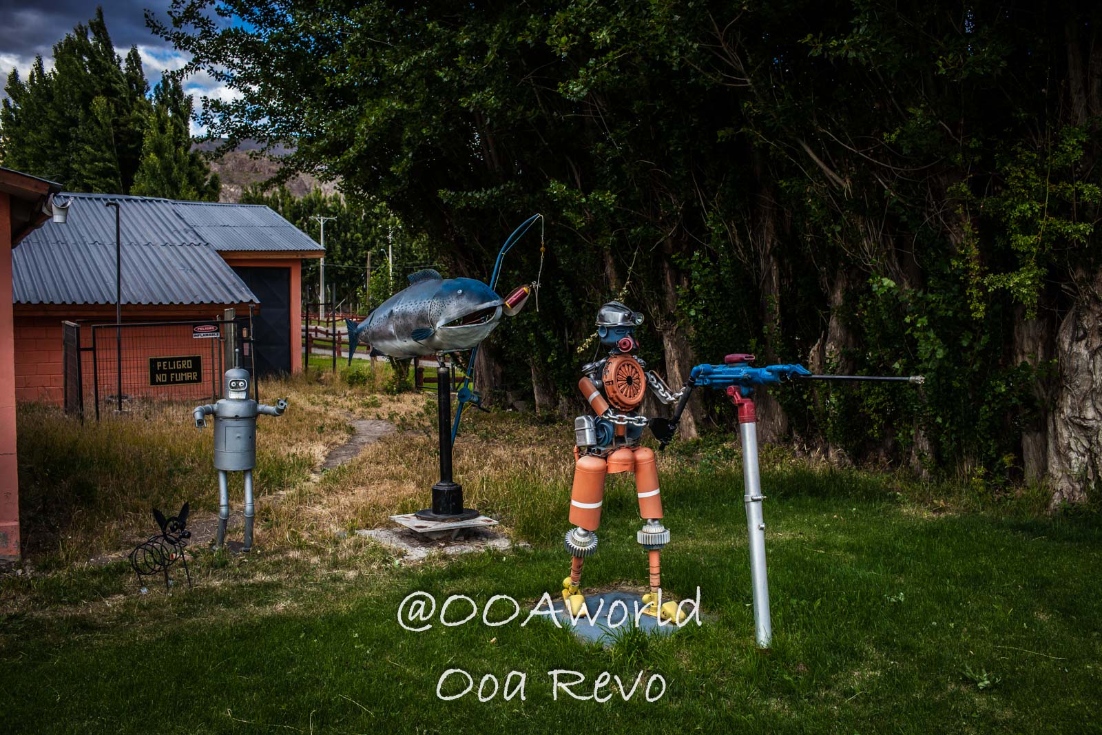 Chile Chico People Streets Chile Chico quirky outdoor sculptures including robot and fish Photo OOAworld Chile Chico People Streets Chile Chico quirky outdoor sculptures including robot and fish Photo OOAworld