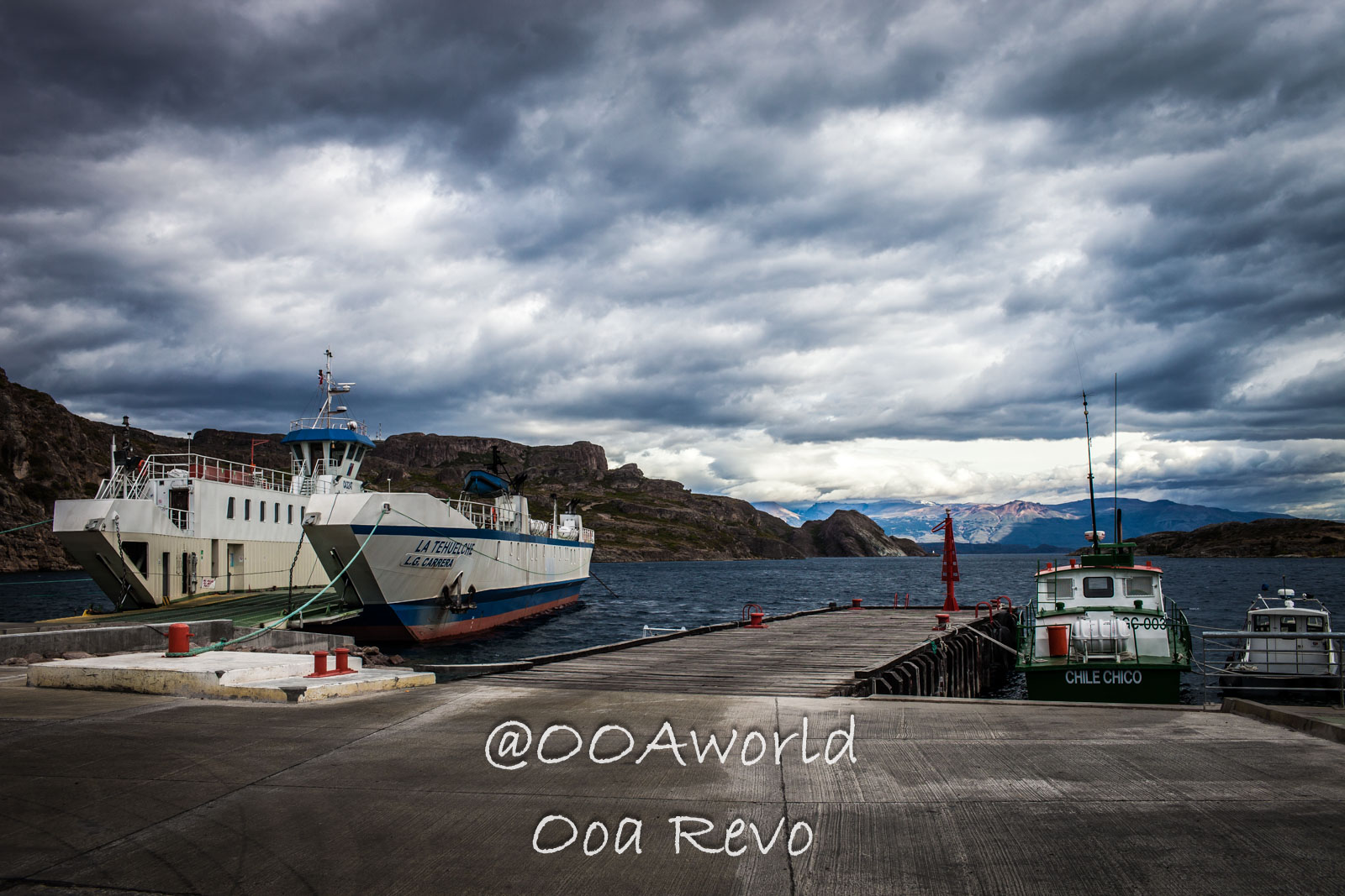 Chile Chico People Streets Chile Chico Patagonian ferry dock under cloudy sky Photo OOAworld Chile Chico People Streets Chile Chico Patagonian ferry dock under cloudy sky Photo OOAworld