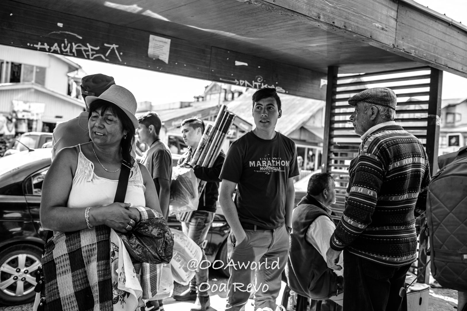 Castro Street Photography Chiloe street market scene black and white Photo OOAworld